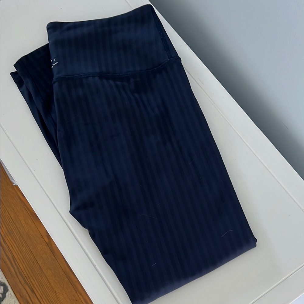 Beyond Yoga Navy Striped Leggings